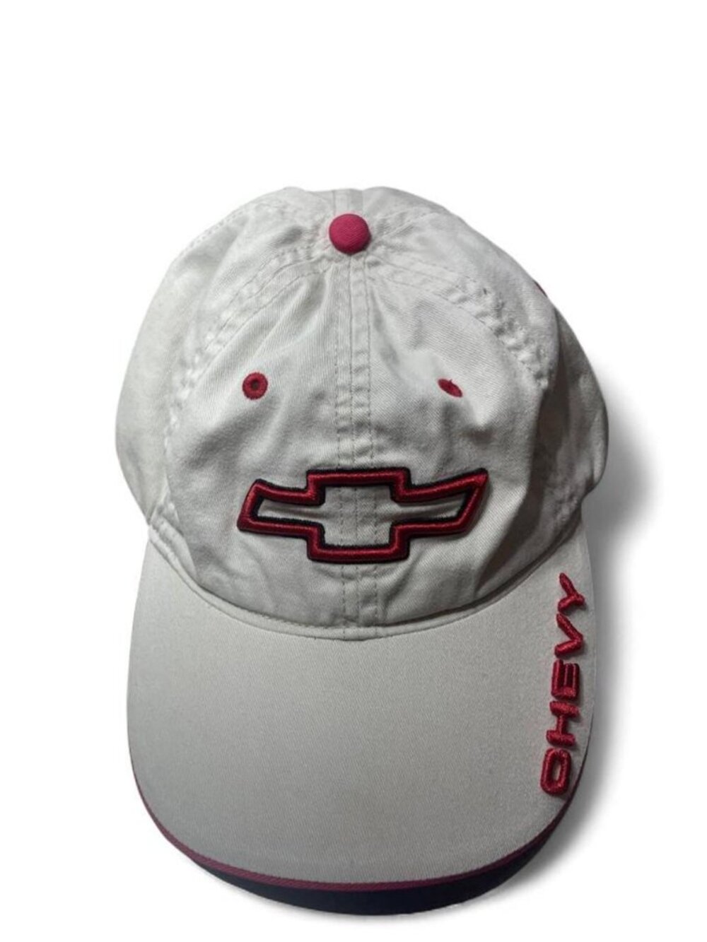 Chevrolet Chevy Bowtie Hat White Red GM Official Licensed Adjustable Cap